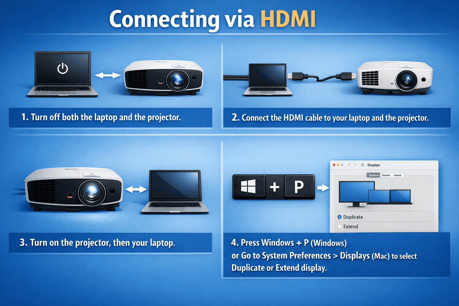 Connecting projector with HDMI cable