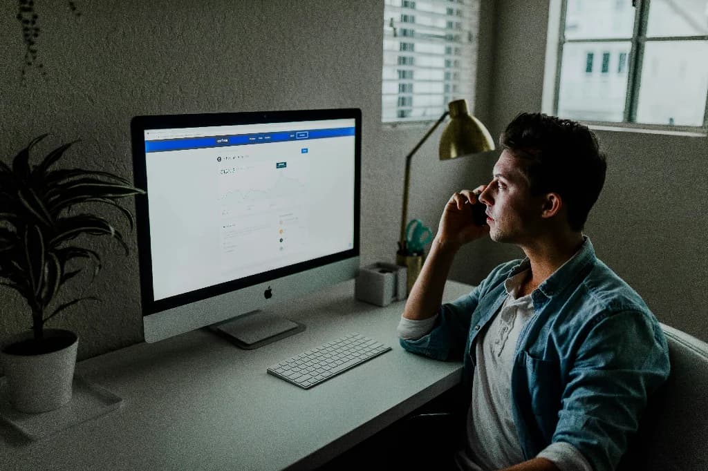 شخص يفكر أمام لابتوب أثناء مقارنة منصات التجارة الإلكترونية